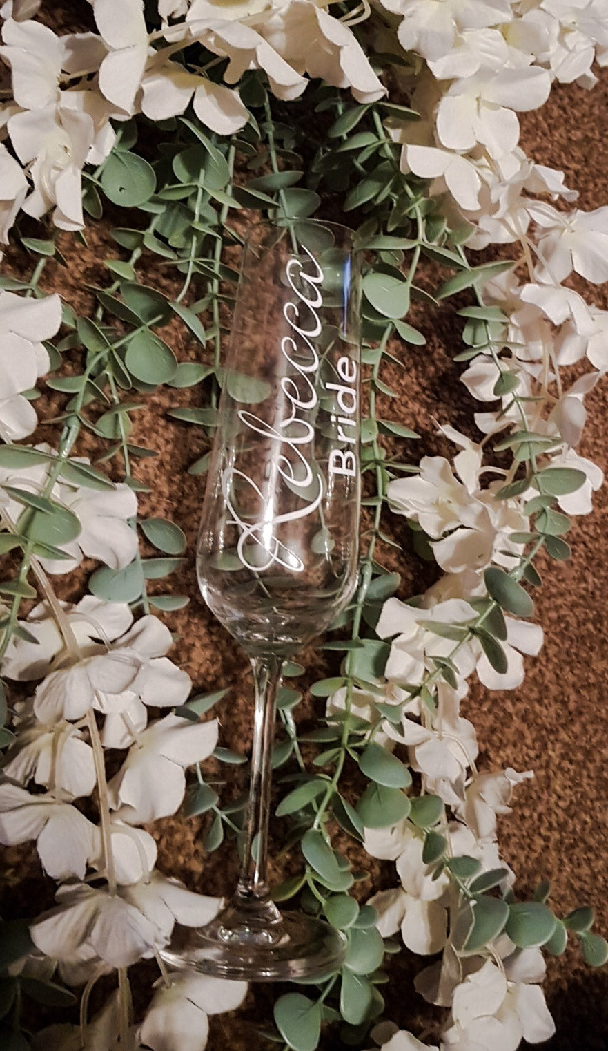 Bridal party glass flutes